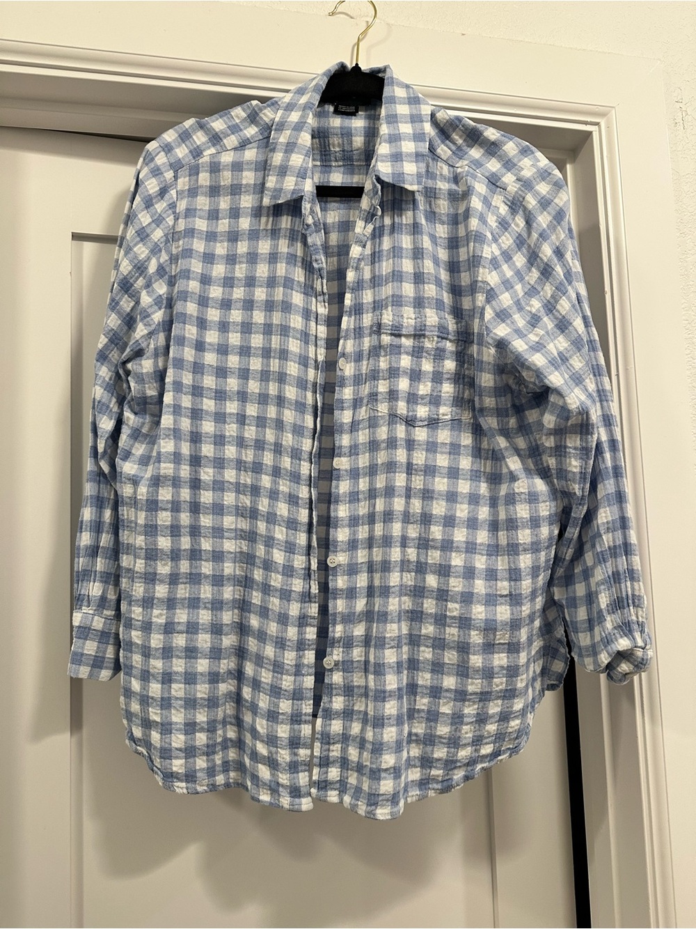 Hatch Light Blue and White Gingham Button-Down Shirt